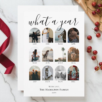 What a Year Script Arch Photo Collage Christmas Holiday Card