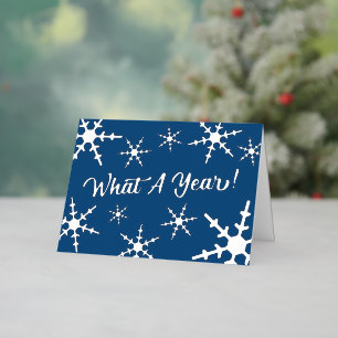 What A Year Silver Foil Snowflakes Blue Holiday