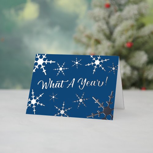 What A Year Silver Foil Snowflakes Blue Holiday
