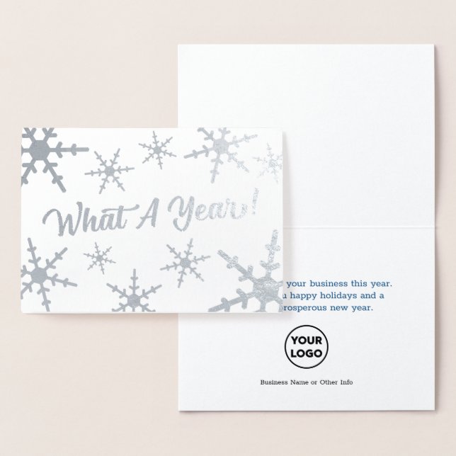 What A Year Silver Snowflakes Business Holiday Foil Card (Display)