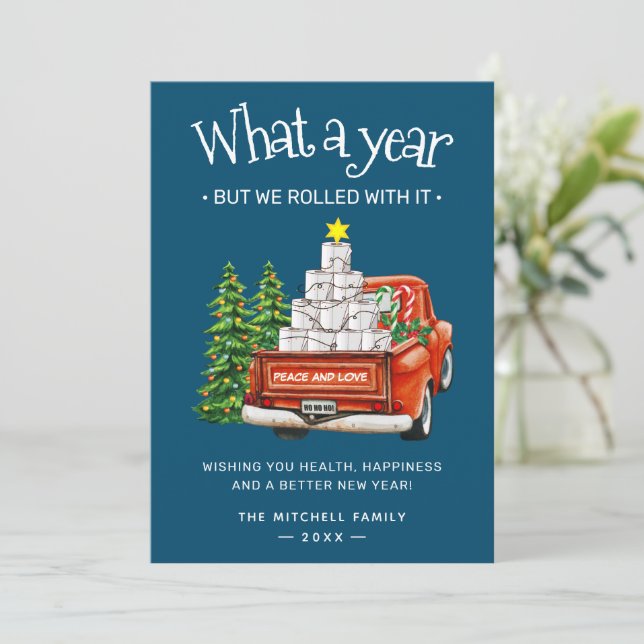 What A Year Toilet Paper Christmas Fails Holiday Card (Standing Front)