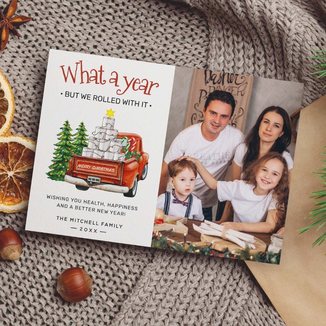 What A Year Toilet Paper Christmas Tree Photo Holiday Card (Creator Uploaded)