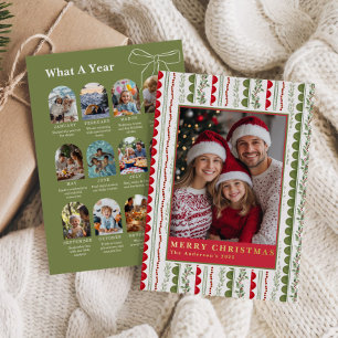 What A Year Whimsical Twelve Photo collage Foil Holiday Card