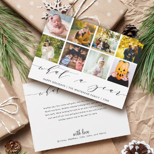 What a Year   White Happy Holidays Photo Collage Holiday Card
