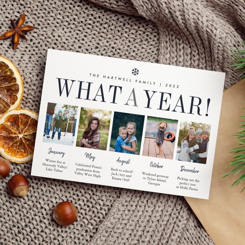 What a Year  Year in Review 5 Photo Collage Holiday Card