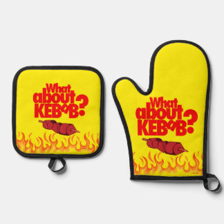 What About Kebab? Skewered Meat  Oven Mitt & Pot Holder Set