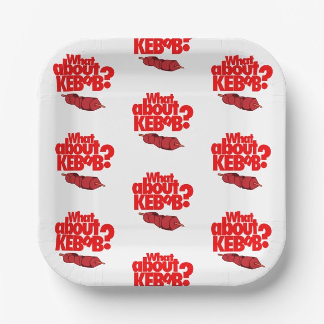 What About Kebab? Skewered Meat Paper Plates (Front)