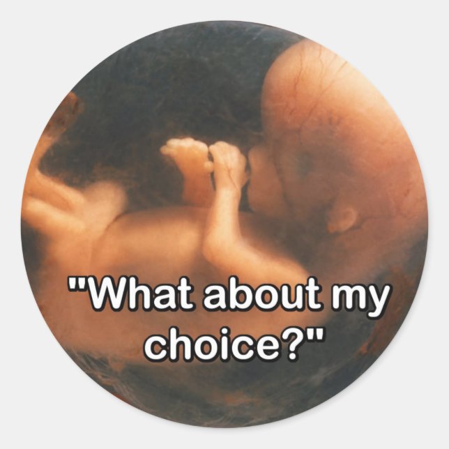 "What about my choice?" Classic Round Sticker (Front)
