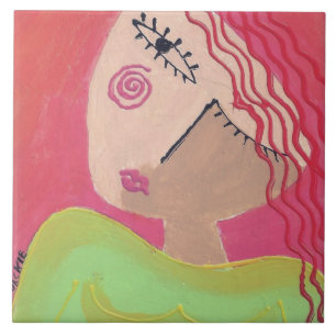 What? Abstract Portrait of a Woman Ceramic Tile