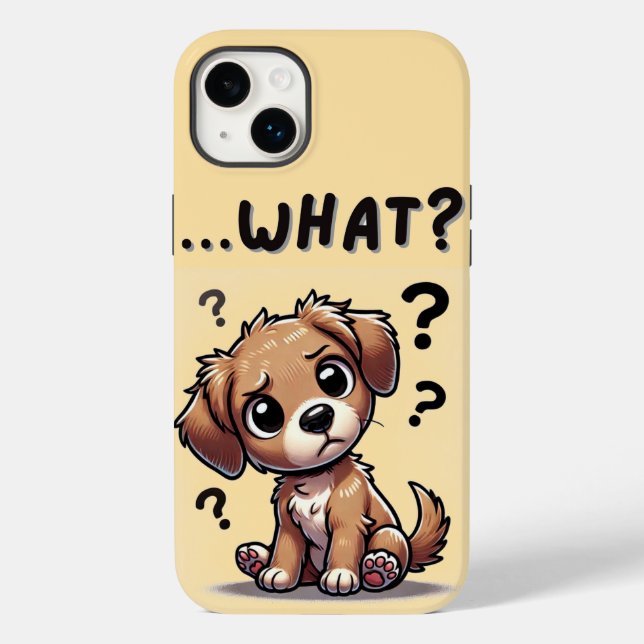 “…what?” Adorable Confused Cartoon Puppy  Case-Mate iPhone Case (Back)