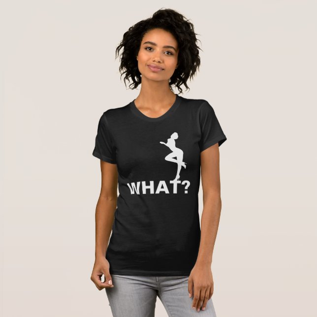What? Asks a beauty. Black Customizable T-Shirt (Front Full)