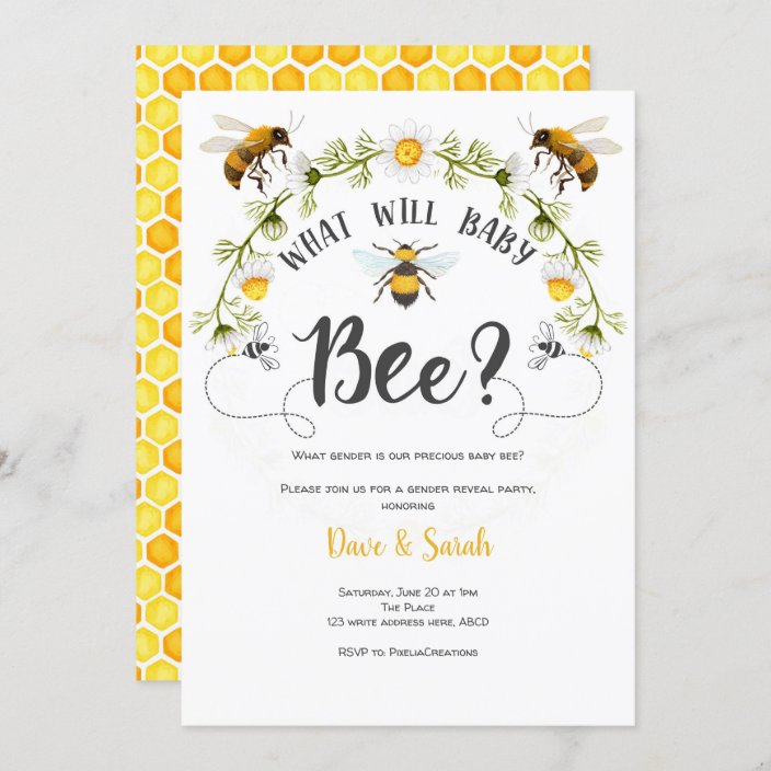 What baby will bee, Bee Gender reveal Invitation | Zazzle