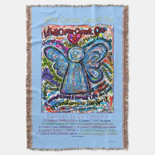 What Cancer Cannot Do Angel Poem Art Throw Blanket