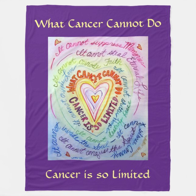 What Cancer Cannot Do Heart Fleece Chemo Blanket (Front)