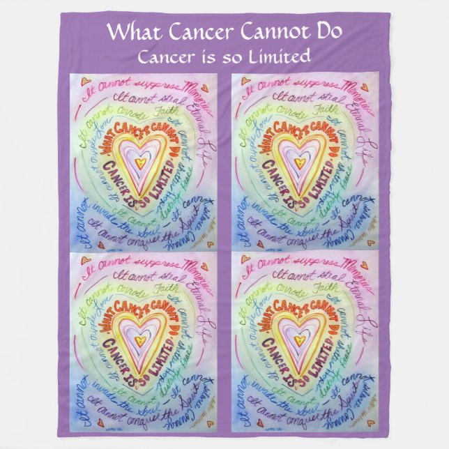What Cancer Cannot Do Heart Fleece Chemo Blanket (Front)