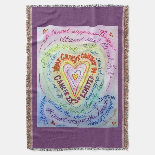 What Cancer Cannot Do Heart Poem Art Throw Blanket (Front Vertical)