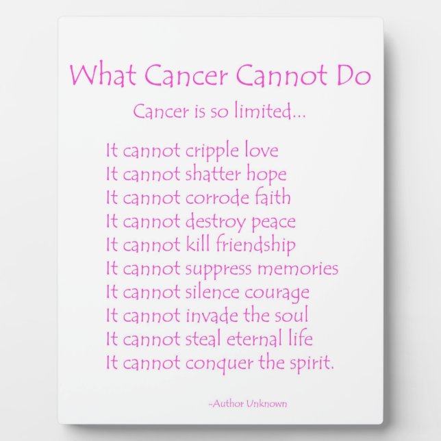 What Cancer Cannot Do Inspirational Poem Plaque (Front)