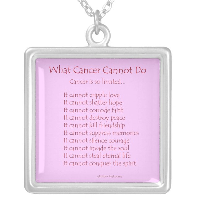 What Cancer Cannot Do Necklace Jewelry (Front)