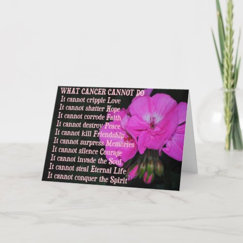 What Cancer Cannot Do Pink Geranium Flower Card