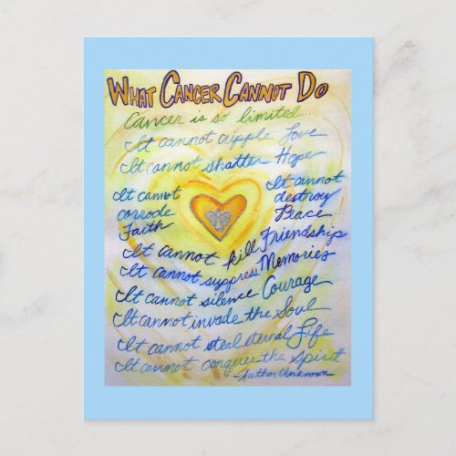 What Cancer Cannot Do Poem Angel Art Postcard