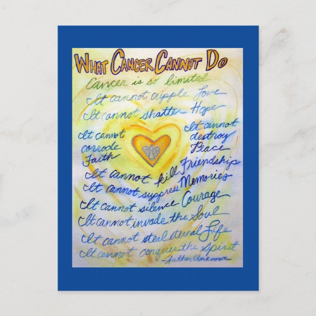 What Cancer Cannot Do Poem Angel Art Postcards (Front)