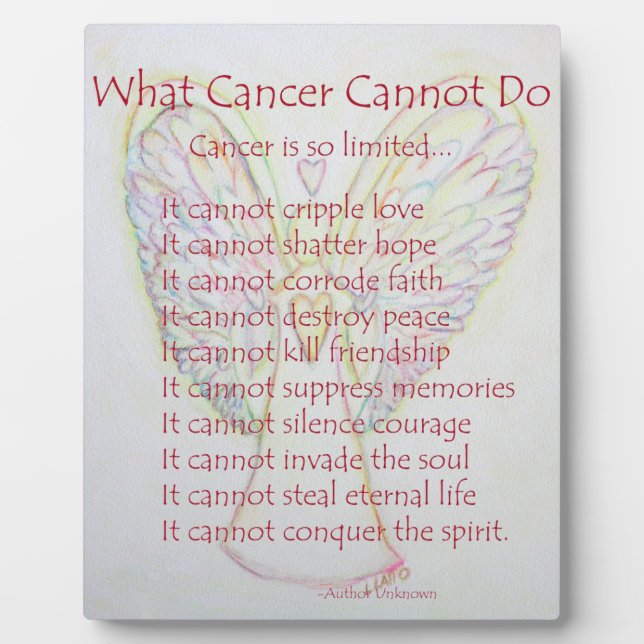 What Cancer Cannot Do Poem Angel Painting Plaque (Front)