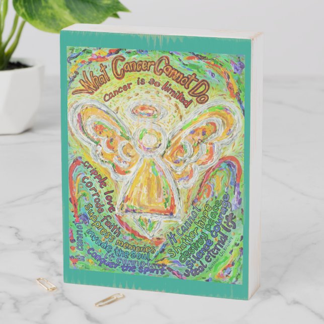 What Cancer Cannot Do Poem Angel Wood Box Sign (In Situ Vertical)