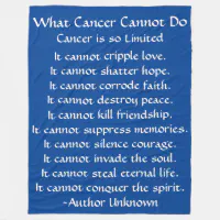 What Cancer Cannot Do Poem Blue Chemo Blanket