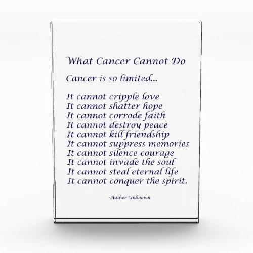 What Cancer Cannot Do Poem Custom Paperweight Award