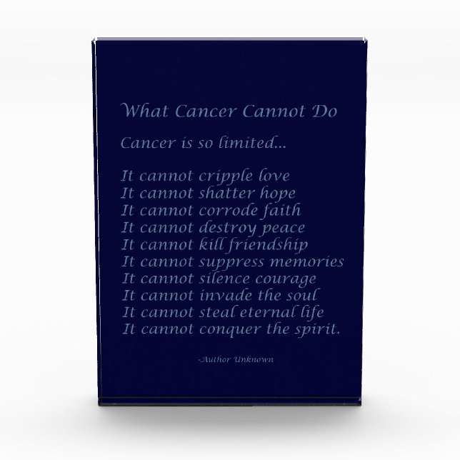What Cancer Cannot Do Poem Custom Paperweight Award (Front)