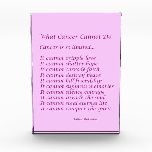 What Cancer Cannot Do Poem Custom Paperweight Award