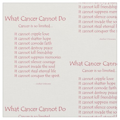 What Cancer Cannot Do Poem Fabric inspire Material