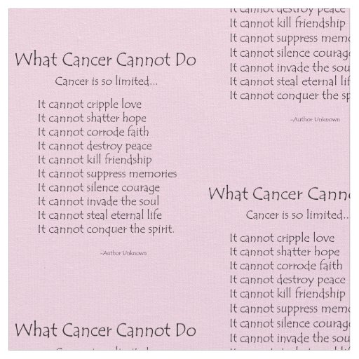 What Cancer Cannot Do Poem Fabric Print Material