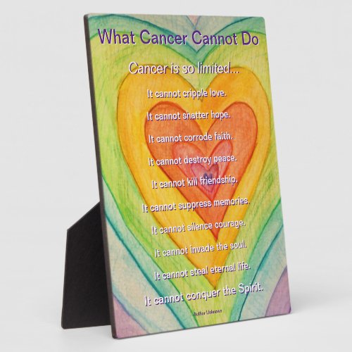 What Cancer Cannot Do Poem Heart Art Print Plaque
