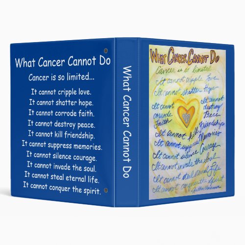 What Cancer Cannot Do Poem Heart Notebook Binder
