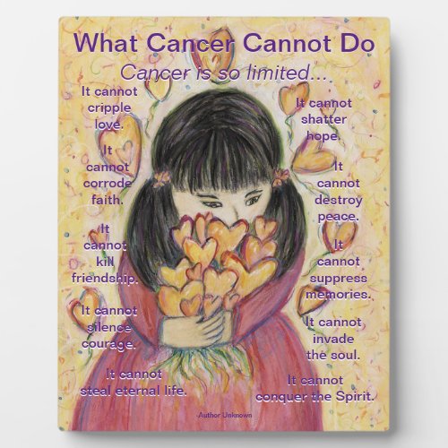 What Cancer Cannot Do Poem Love Hearts Art Plaque