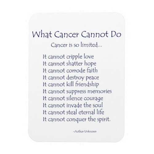 What Cancer Cannot Do Poem Magnet (Navy Text)