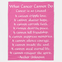What Cancer Cannot Do Poem Pink Chemo Blanket