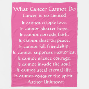 What Cancer Cannot Do Poem Pink Chemo Blanket