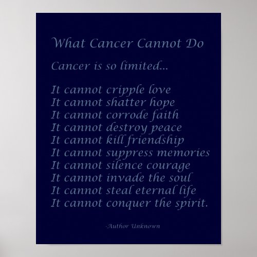 What Cancer Cannot Do Poem Poster Print