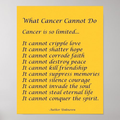 What Cancer Cannot Do Poem Poster Print