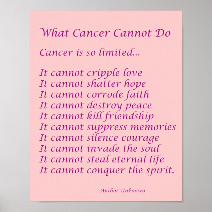 What Cancer Cannot Do Poem Poster Print