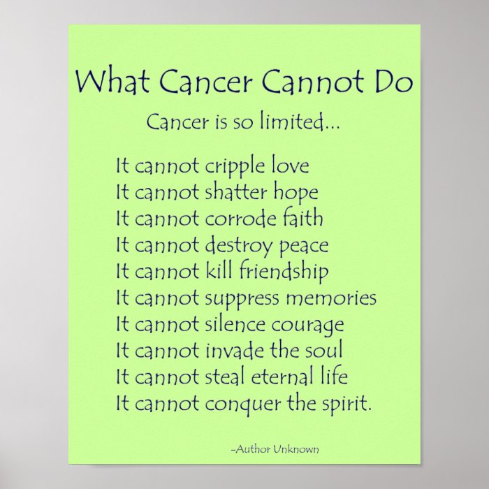 What Cancer Cannot Do Poem Poster Print