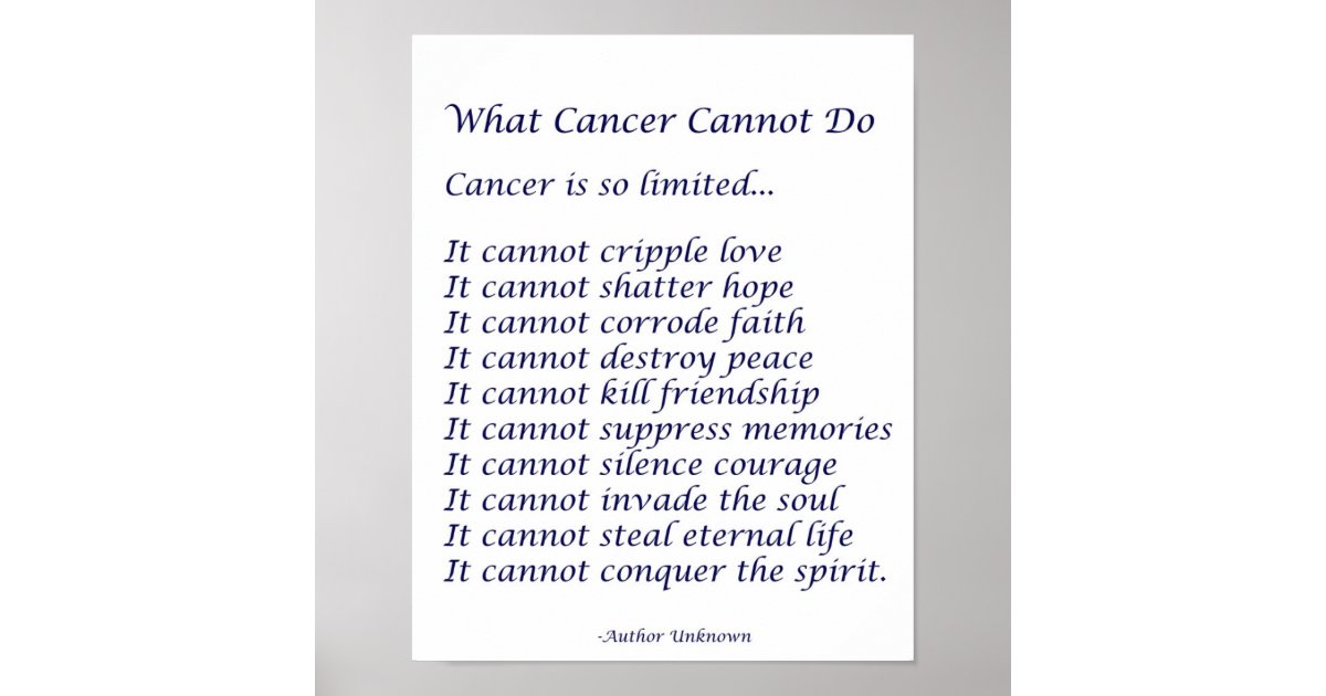 what cancer cannot do poem poster print zazzle com printable rsvp cards free