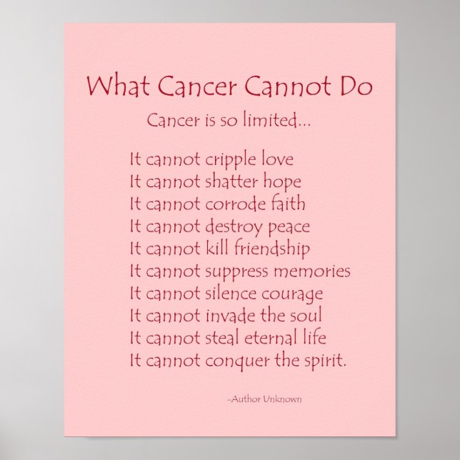 What Cancer Cannot Do Poem Poster Print (Front)