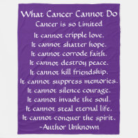 What Cancer Cannot Do Poem Purple Chemo Blanket