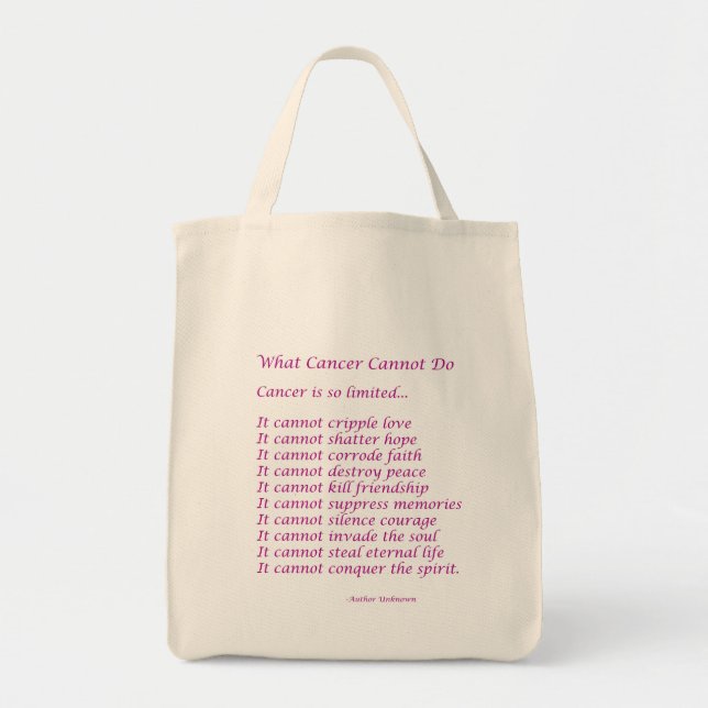 What Cancer Cannot Do Poem Tote Bag (Front)