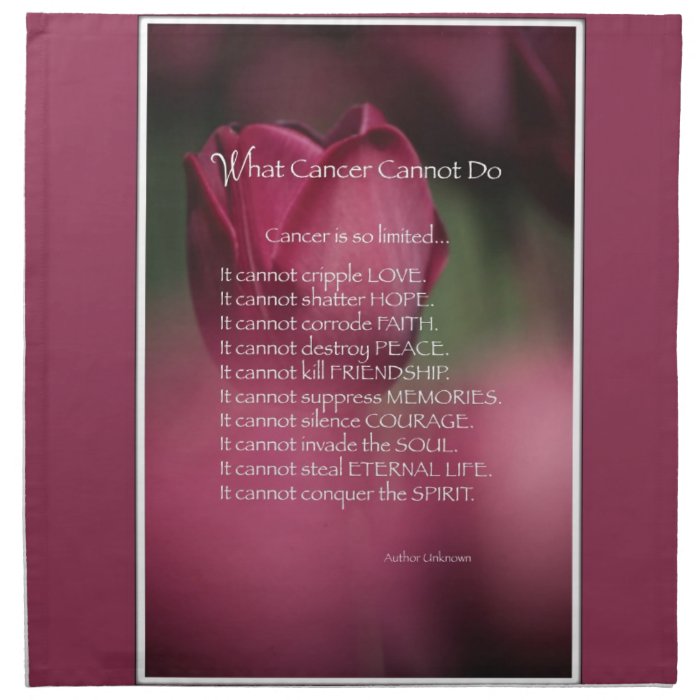 What Cancer Cannot Do, Support and Encouragement Printed Napkins