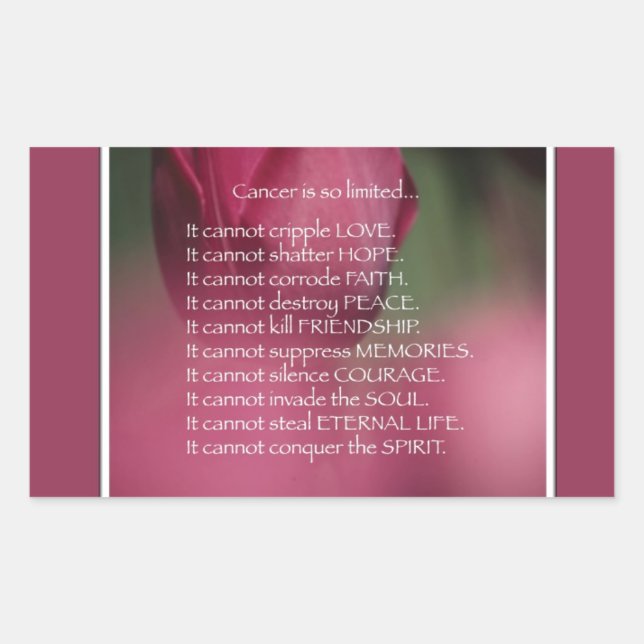 What Cancer Cannot Do, Support and Encouragement Rectangular Sticker (Front)