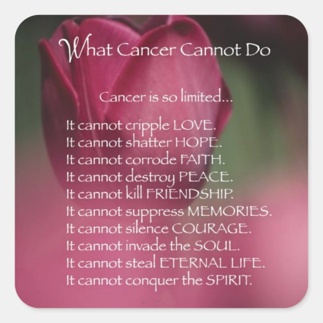 What Cancer Cannot Do, Support and Encouragement Square Sticker (Front)